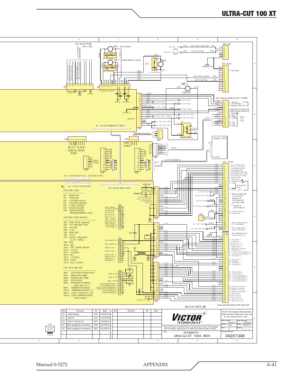 Ultra-cut 100 xt, Ccm cpu pcb ccm i-o pcb, Mc3a mc3b | Mc2a mc2b ts1, Mc1a, Fan1 | Tweco 100 XT Ultra-Cut Plasma Cutting System User Manual | Page 147 / 188