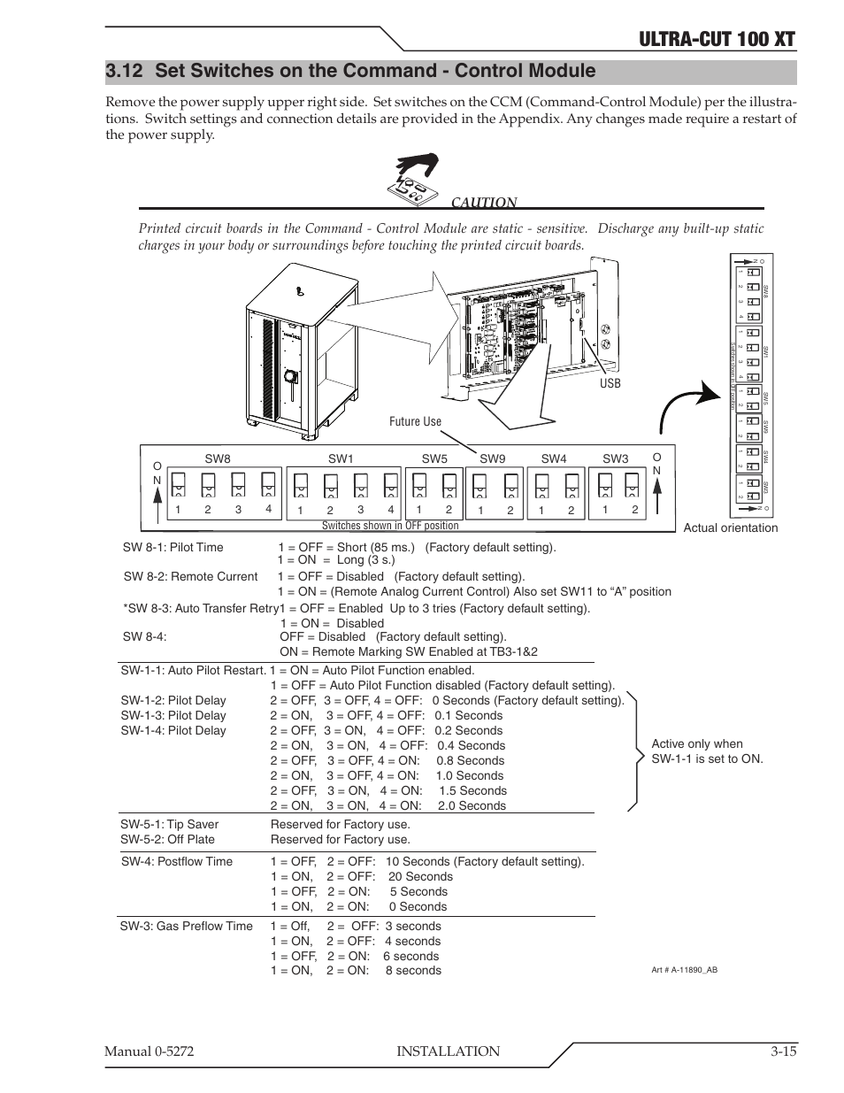 Ultra-cut 100 xt, 12 set switches on the command - control module | Tweco 100 XT Ultra-Cut Plasma Cutting System User Manual | Page 37 / 188