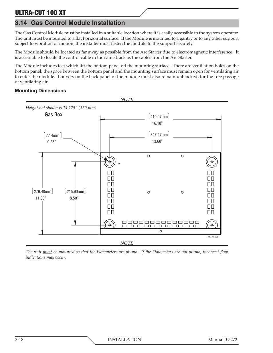 Ultra-cut 100 xt, 14 gas control module installation | Tweco 100 XT Ultra-Cut Plasma Cutting System User Manual | Page 40 / 188