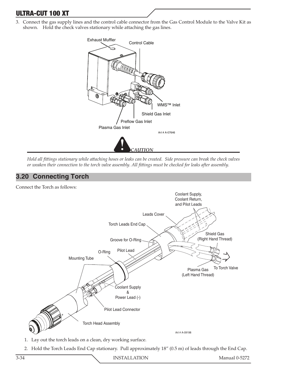 Ultra-cut 100 xt, 20 connecting torch | Tweco 100 XT Ultra-Cut Plasma Cutting System User Manual | Page 56 / 188