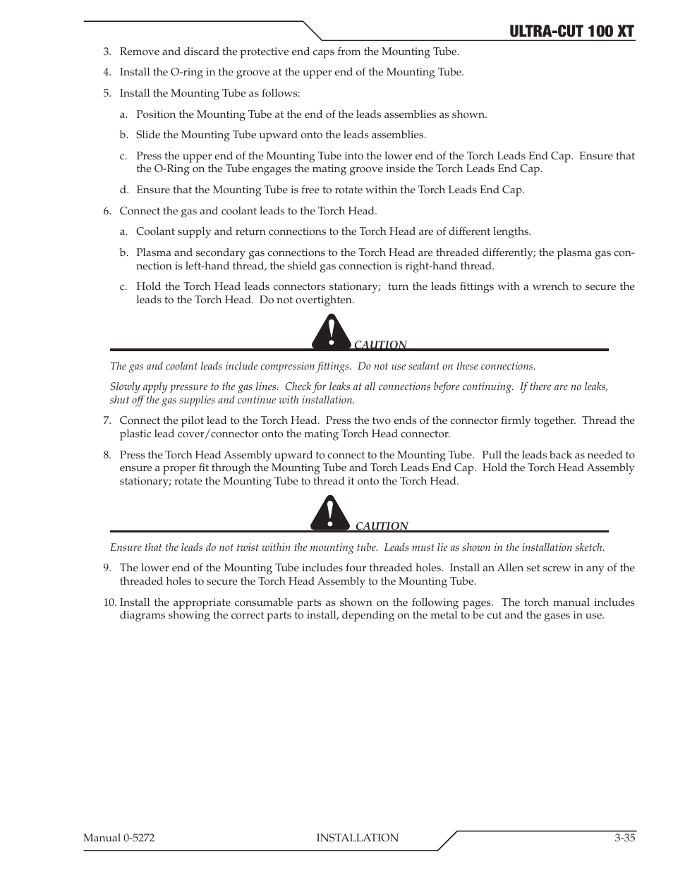 Ultra-cut 100 xt | Tweco 100 XT Ultra-Cut Plasma Cutting System User Manual | Page 57 / 188