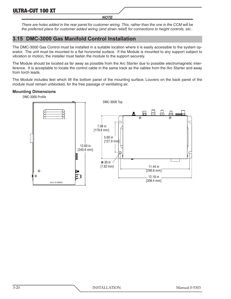 15 dmc-3000 gas manifold control installation, Dmc-3000 gas manifold control installation -20, Ultra-cut 100 xt | Tweco 100 Ultra-Cut Plasma Cutting System with Automated Gas Control User Manual | Page 44 / 208