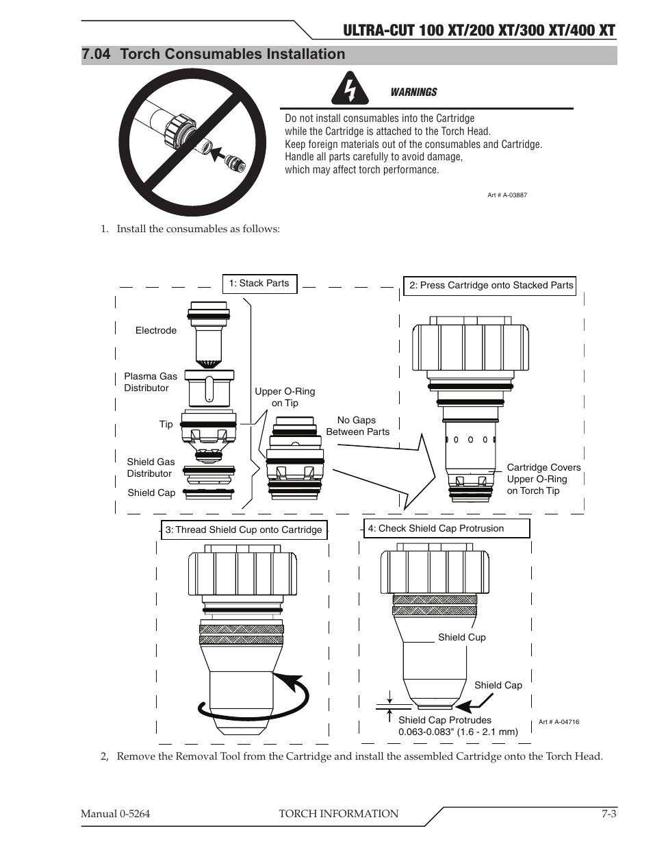 04 torch consumables installation, Torch consumables installation -3 | Tweco 400 Ultra-Cut(October 2014) User Manual | Page 103 / 202