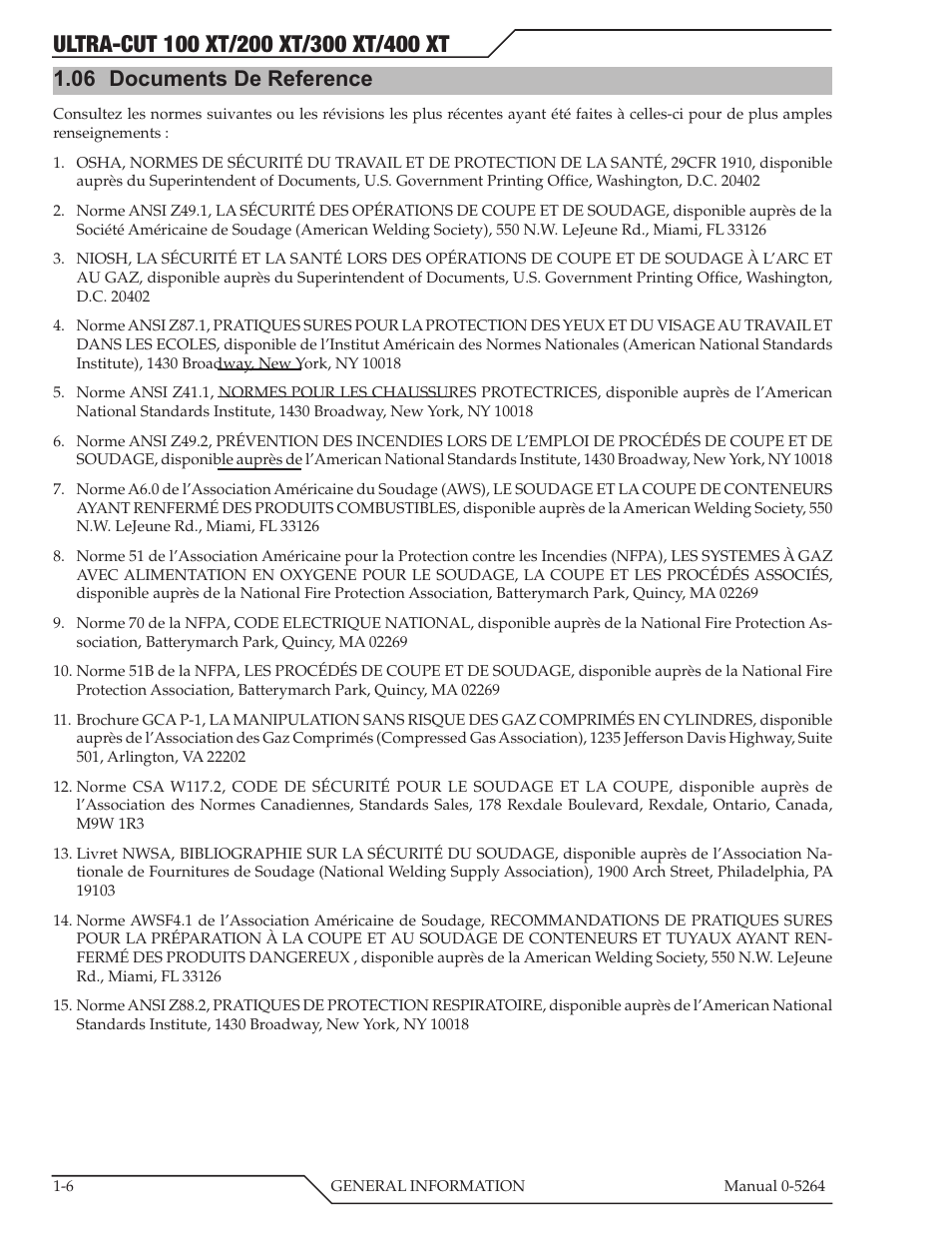 06 documents de reference, Documents de reference -6 | Tweco 400 Ultra-Cut(October 2014) User Manual | Page 12 / 202