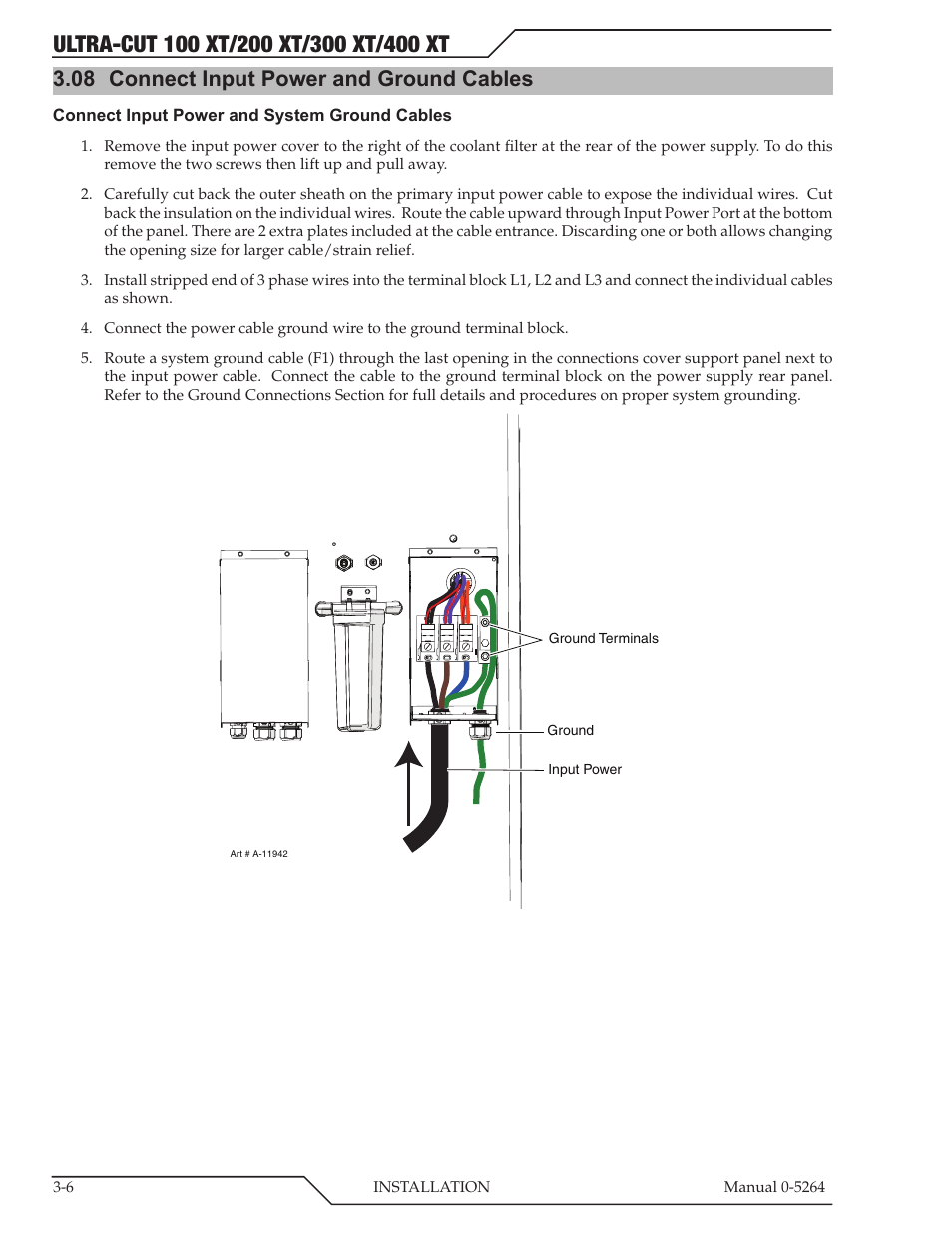 08 connect input power and ground cables, Connect input power and ground cables -6 | Tweco 400 Ultra-Cut(October 2014) User Manual | Page 32 / 202