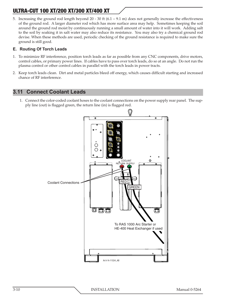 11 connect coolant leads, Connect coolant leads -10 | Tweco 400 Ultra-Cut(October 2014) User Manual | Page 36 / 202