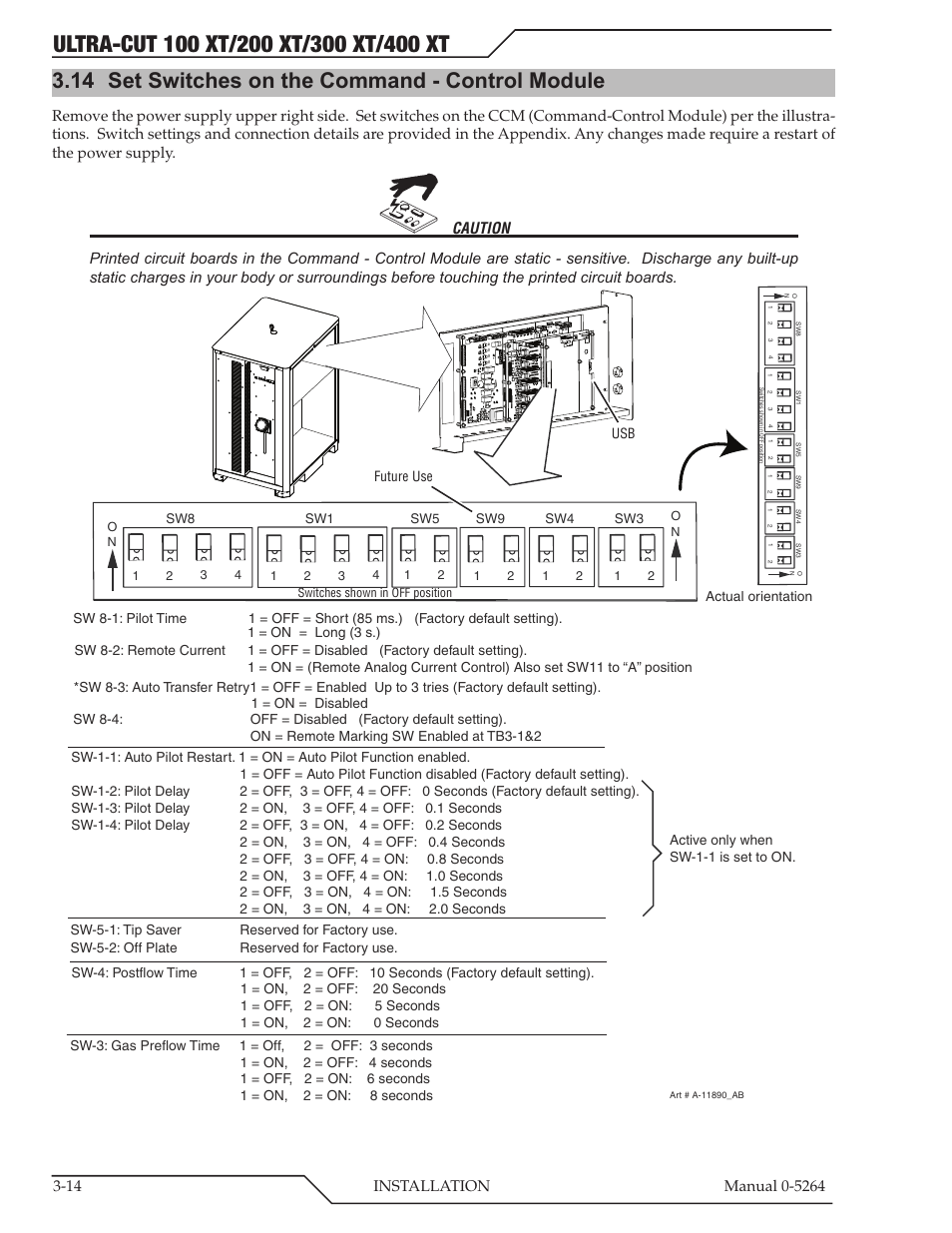 14 set switches on the command - control module, Set switches on the command - control module -14 | Tweco 400 Ultra-Cut(October 2014) User Manual | Page 40 / 202