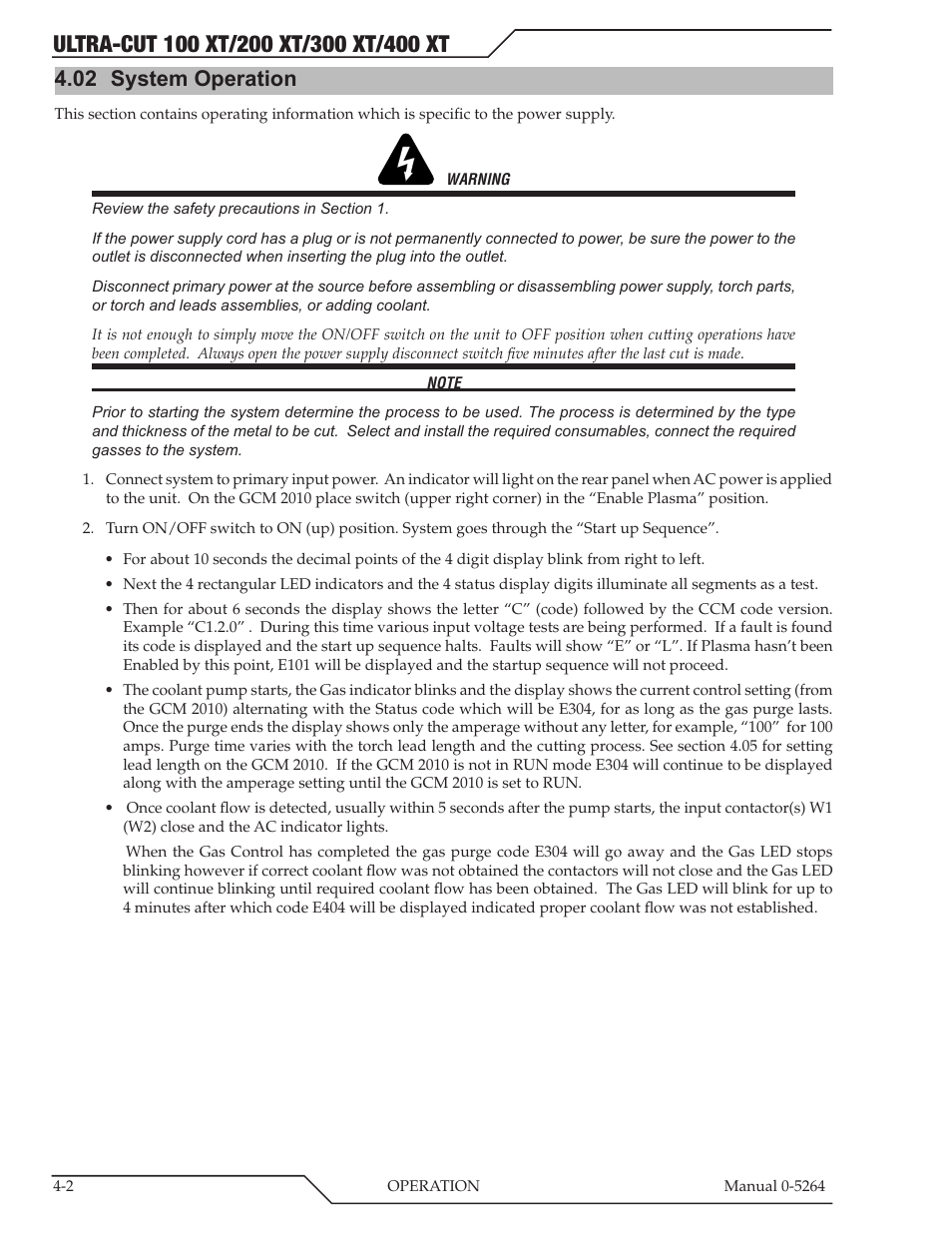 02 system operation, System operation -2 | Tweco 400 Ultra-Cut(October 2014) User Manual | Page 66 / 202