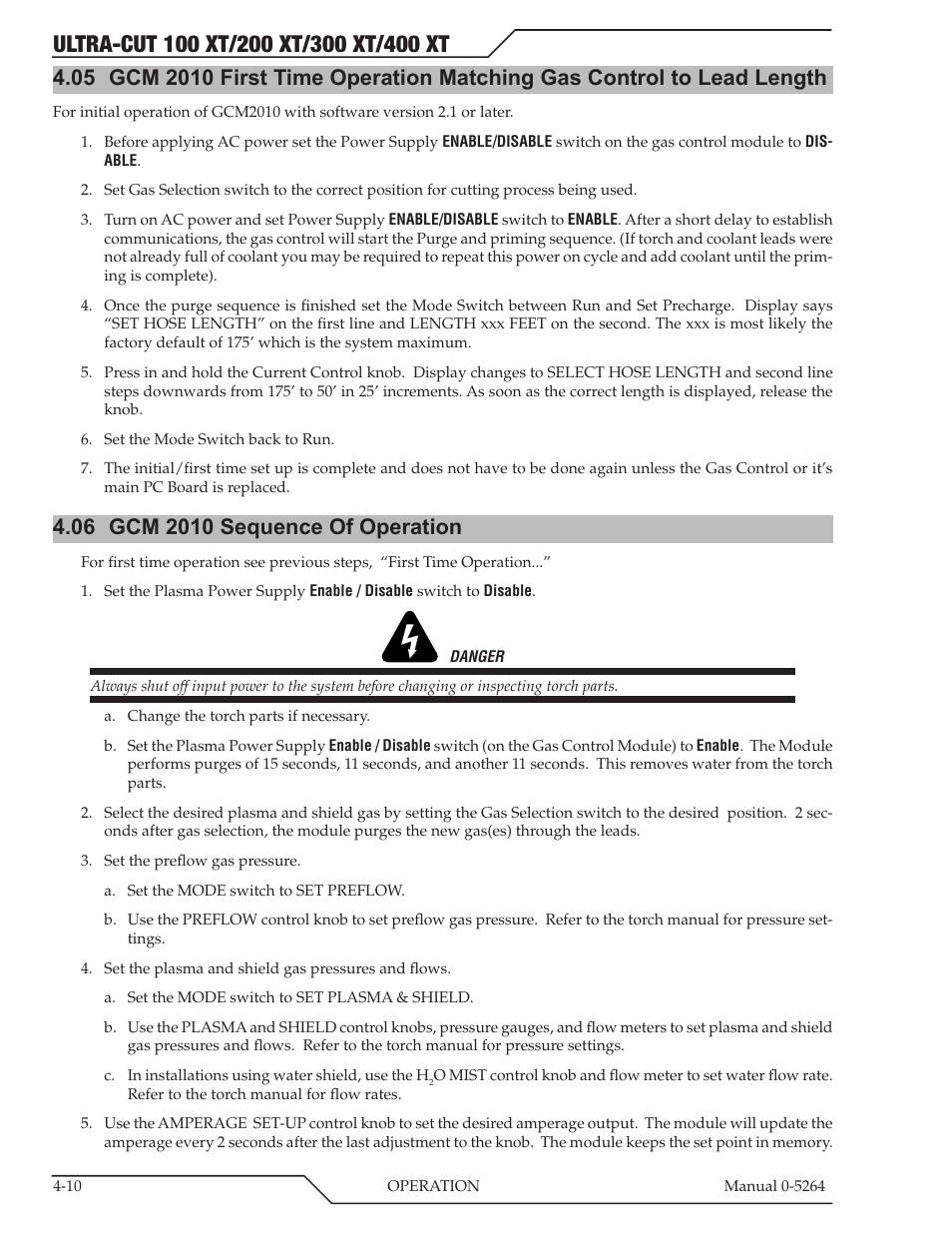 06 gcm 2010 sequence of operation, Gcm 2010 sequence of operation -10 | Tweco 400 Ultra-Cut(October 2014) User Manual | Page 74 / 202