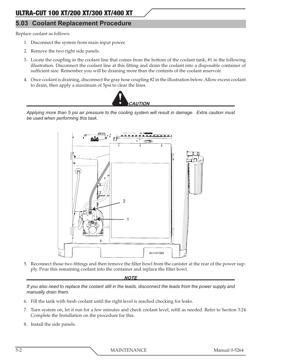 03 coolant replacement procedure, Coolant replacement procedure -2 | Tweco 400 Ultra-Cut(October 2014) User Manual | Page 86 / 202