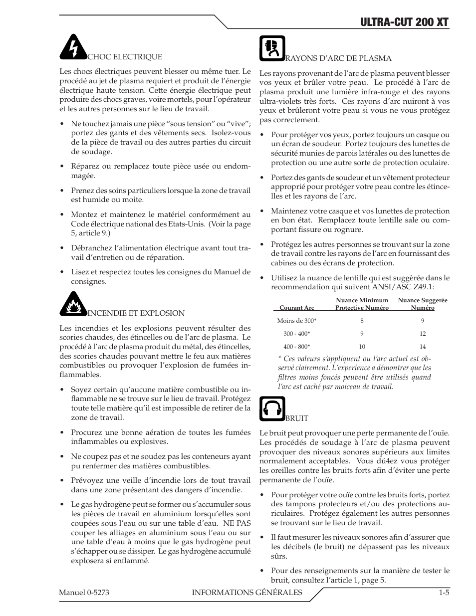 06 documents de reference, Documents de reference -5, Ultra-cut 200 xt | Tweco 200 XT Ultra-Cut Plasma Cutting System User Manual | Page 13 / 188
