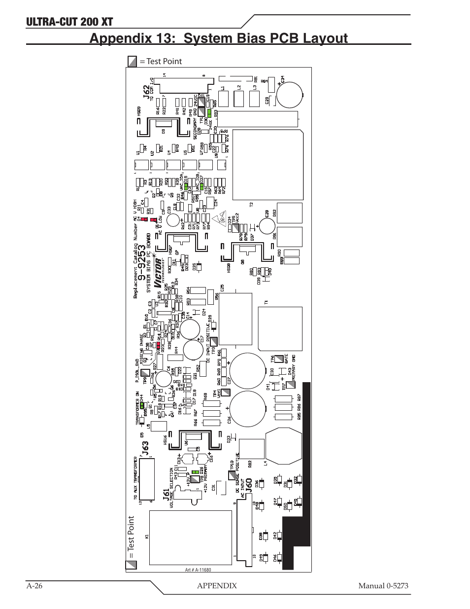 Appendix 13: system bias pcb layout, Ultra-cut 200 xt | Tweco 200 XT Ultra-Cut Plasma Cutting System User Manual | Page 132 / 188