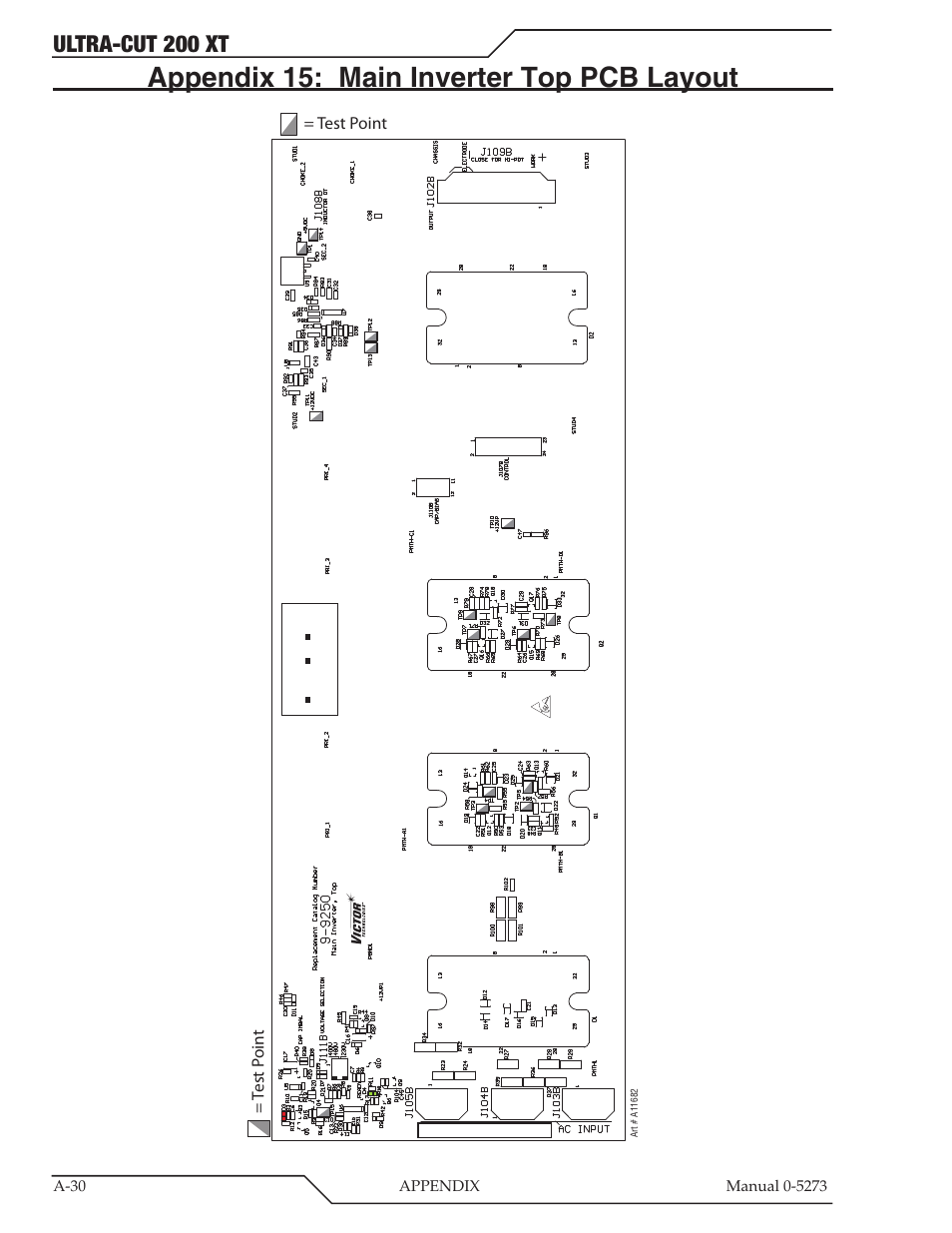 Appendix 15: main inverter top pcb layout, Ultra-cut 200 xt | Tweco 200 XT Ultra-Cut Plasma Cutting System User Manual | Page 136 / 188