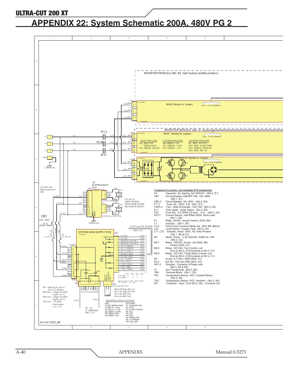 Appendix 22: system schematic 200a, 480v pg 2, Ultra-cut 200 xt | Tweco 200 XT Ultra-Cut Plasma Cutting System User Manual | Page 146 / 188