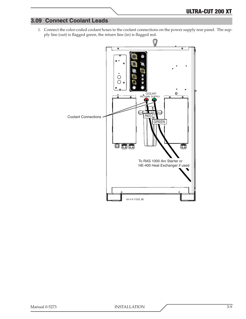 09 connect coolant leads, Connect coolant leads -9, Ultra-cut 200 xt | Tweco 200 XT Ultra-Cut Plasma Cutting System User Manual | Page 33 / 188