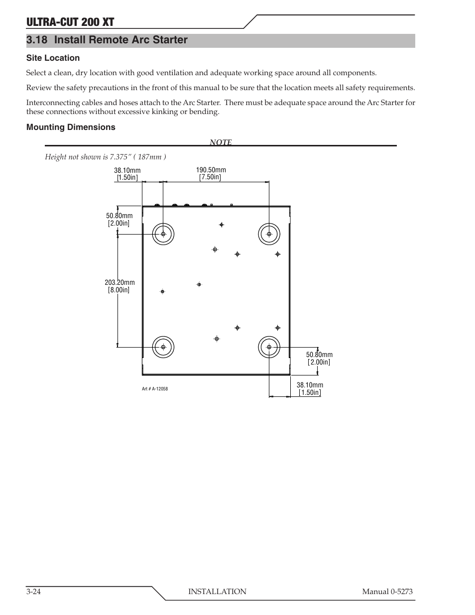 18 install remote arc starter, Install remote arc starter -24, Ultra-cut 200 xt | Tweco 200 XT Ultra-Cut Plasma Cutting System User Manual | Page 48 / 188