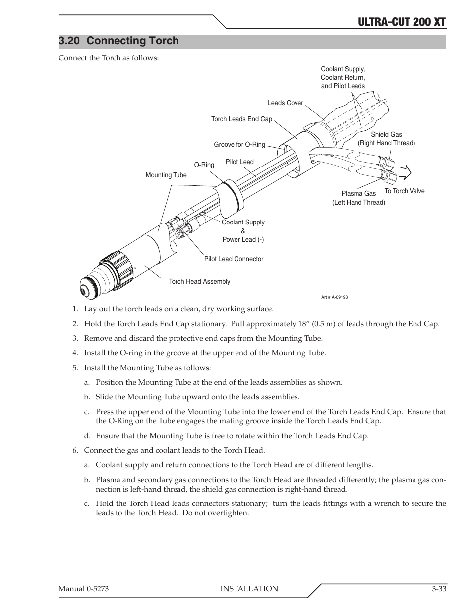 20 connecting torch, Connecting torch -33, Ultra-cut 200 xt | Tweco 200 XT Ultra-Cut Plasma Cutting System User Manual | Page 57 / 188