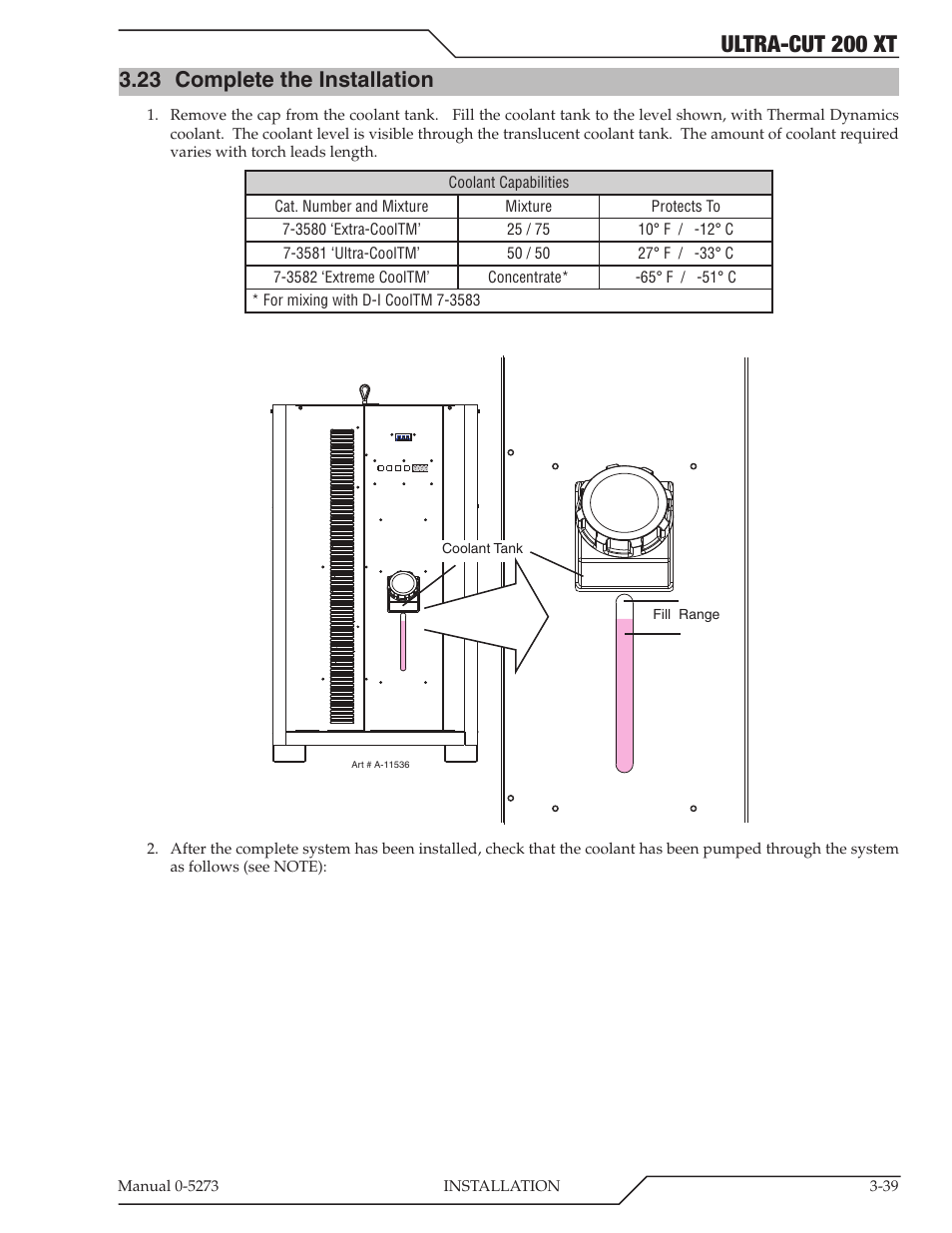 23 complete the installation, Complete the installation -39, Ultra-cut 200 xt | Tweco 200 XT Ultra-Cut Plasma Cutting System User Manual | Page 63 / 188