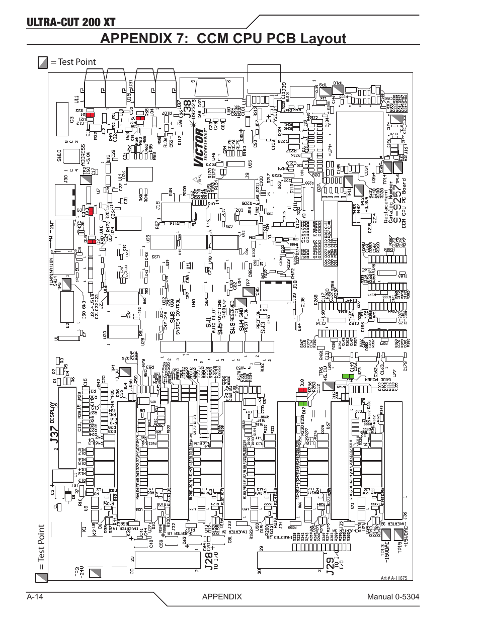 Appendix 7: ccm cpu pcb layout, Ultra-cut 200 xt | Tweco 200 XT Ultra-Cut Plasma Cutting System With Automated Gas Control User Manual | Page 138 / 208