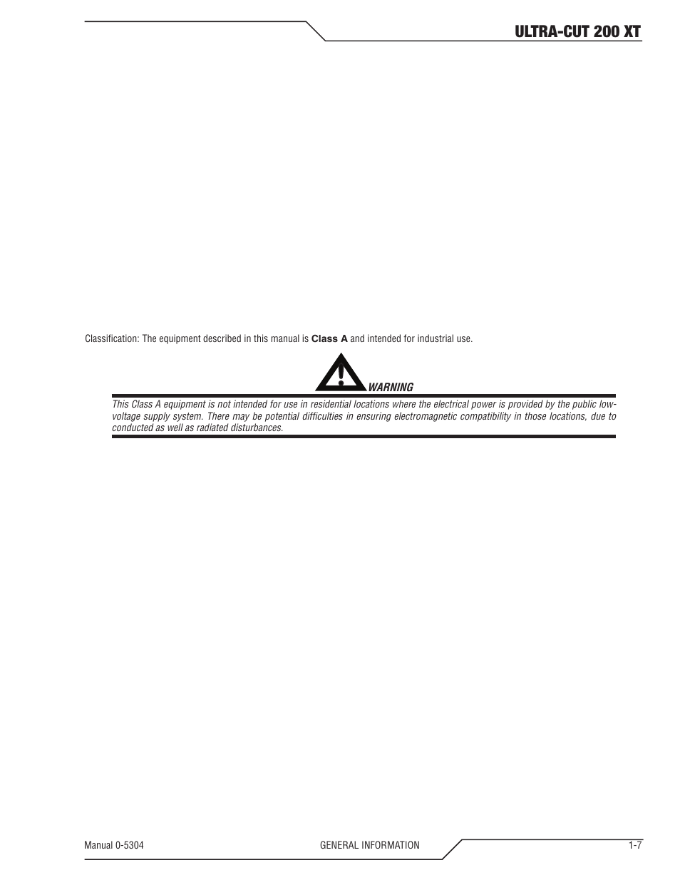 08 statement of warranty, Statement of warranty -7, Ultra-cut 200 xt | Tweco 200 XT Ultra-Cut Plasma Cutting System With Automated Gas Control User Manual | Page 15 / 208