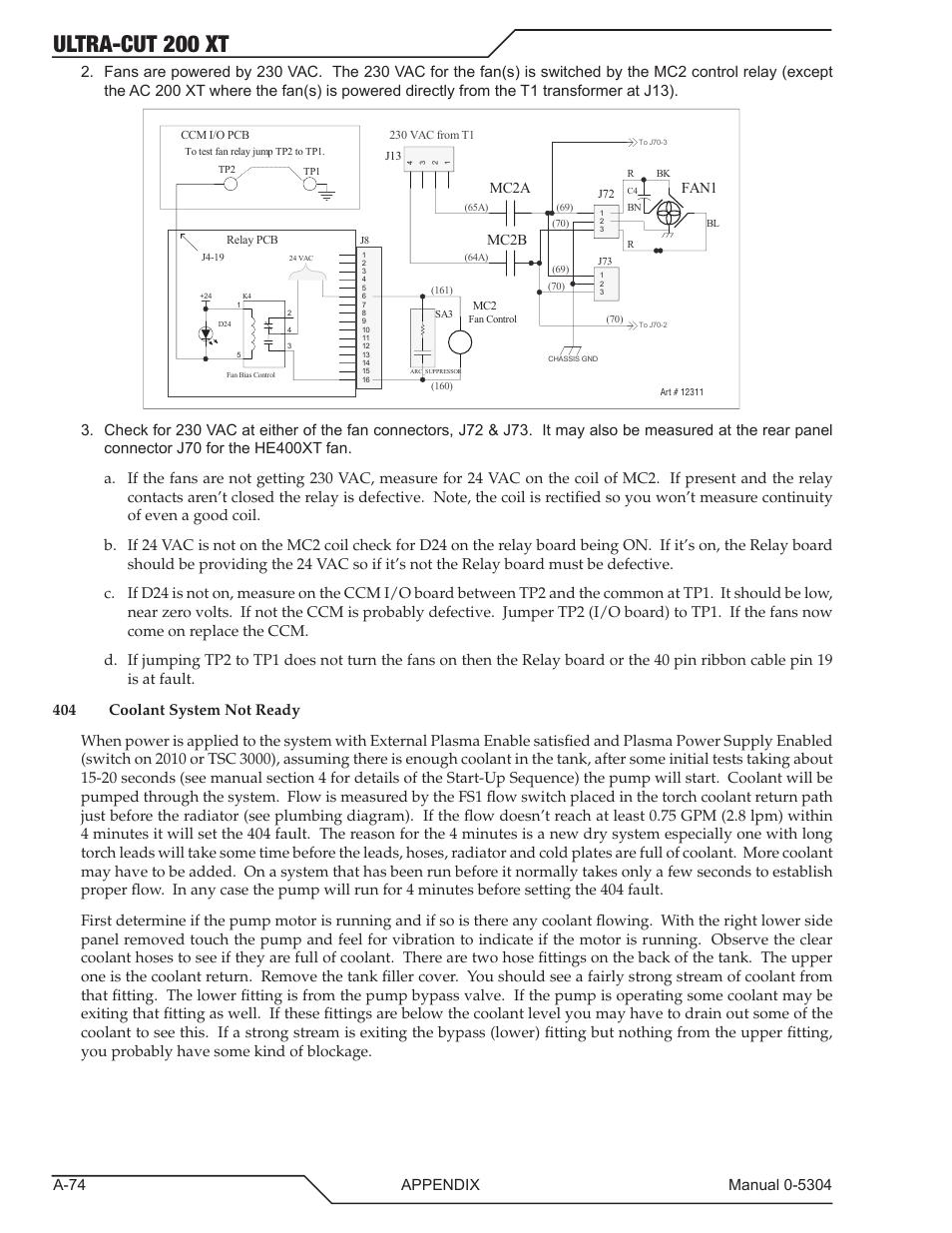 Ultra-cut 200 xt, Mc2a mc2b, Fan1 | Tweco 200 XT Ultra-Cut Plasma Cutting System With Automated Gas Control User Manual | Page 198 / 208