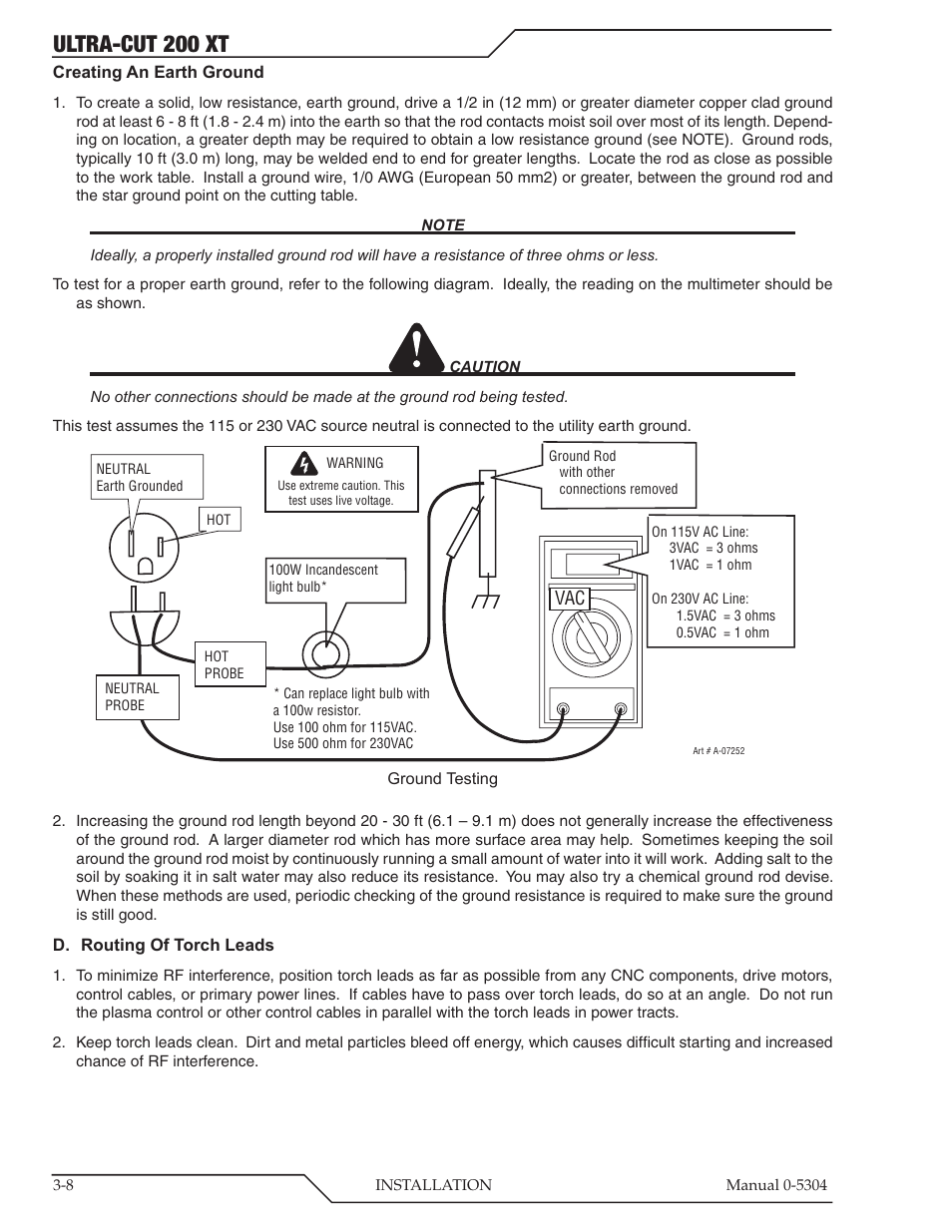 Ultra-cut 200 xt | Tweco 200 XT Ultra-Cut Plasma Cutting System With Automated Gas Control User Manual | Page 32 / 208