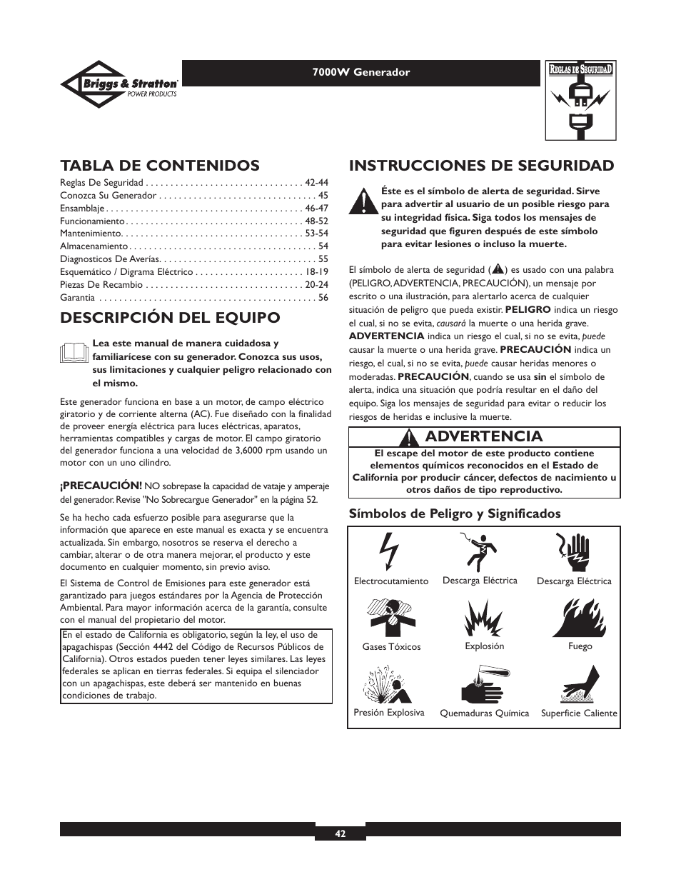 Briggs & Stratton Elite 01894 User Manual | Page 42 / 56