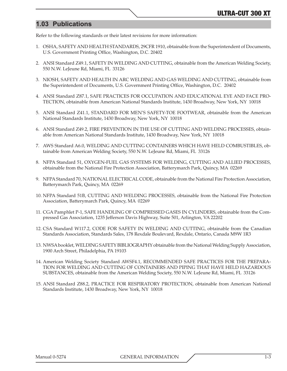 Ultra-cut 300 xt, 03 publications | Tweco 300 XT Ultra-Cut Plasma Cutting System User Manual | Page 11 / 188