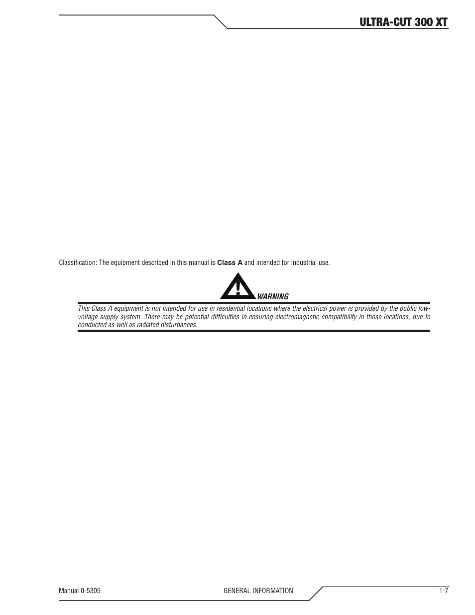 08 statement of warranty, Statement of warranty -7, Ultra-cut 300 xt | Tweco 300 XT Ultra-Cut Plasma Cutting System With Automated Gas Control User Manual | Page 15 / 210