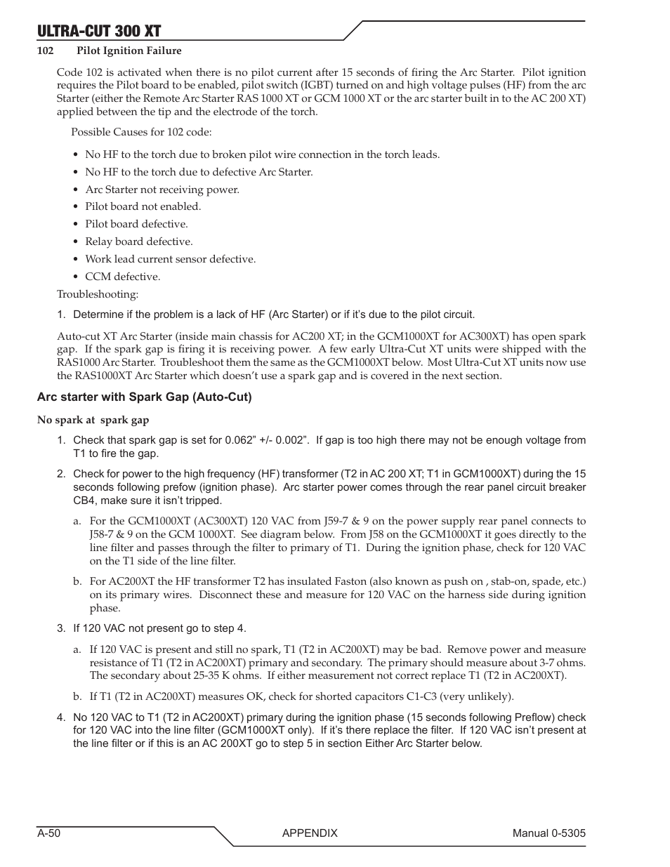Ultra-cut 300 xt | Tweco 300 XT Ultra-Cut Plasma Cutting System With Automated Gas Control User Manual | Page 176 / 210