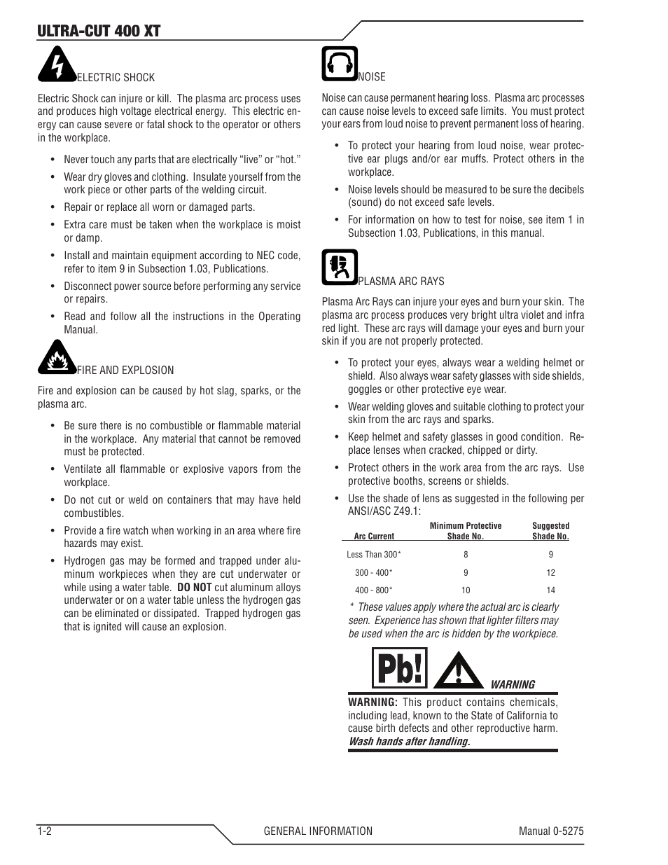 Ultra-cut 400 xt | Tweco 400 XT Ultra-Cut Plasma Cutting System User Manual | Page 10 / 188