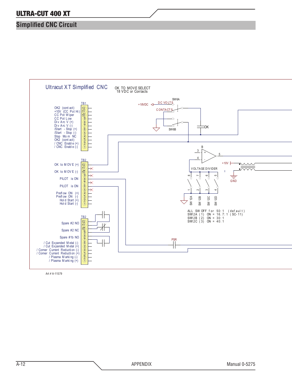 Simplified cnc circuit, Ultra-cut 400 xt, Ultracut xt simplified cnc | J15-cnc, J54 - rem ote hm i & cn c co m m | Tweco 400 XT Ultra-Cut Plasma Cutting System User Manual | Page 120 / 188