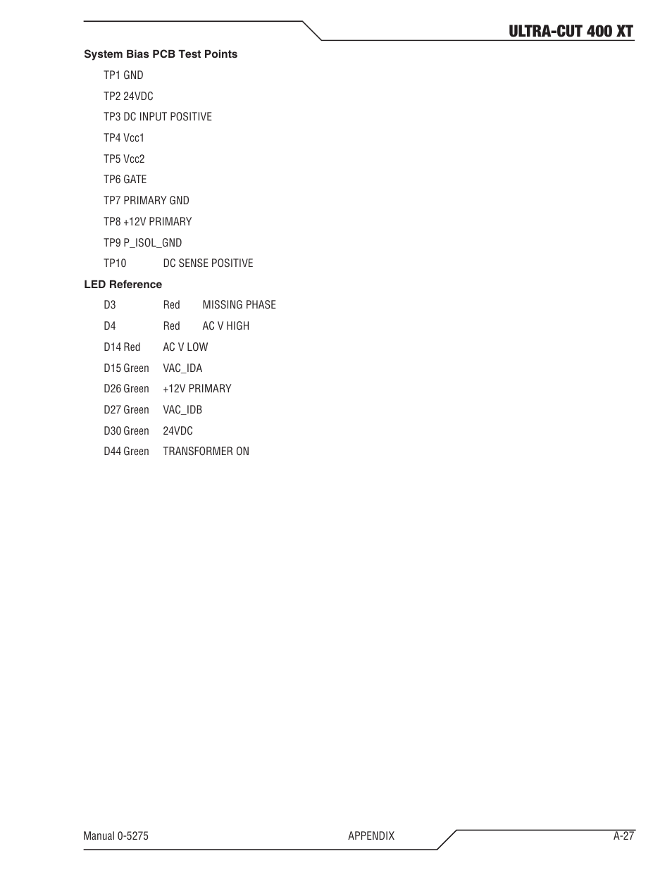 Ultra-cut 400 xt | Tweco 400 XT Ultra-Cut Plasma Cutting System User Manual | Page 135 / 188