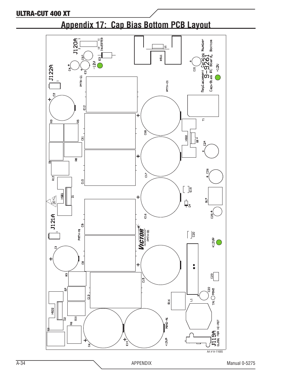 Appendix 17: cap bias bottom pcb layout, Ultra-cut 400 xt | Tweco 400 XT Ultra-Cut Plasma Cutting System User Manual | Page 142 / 188
