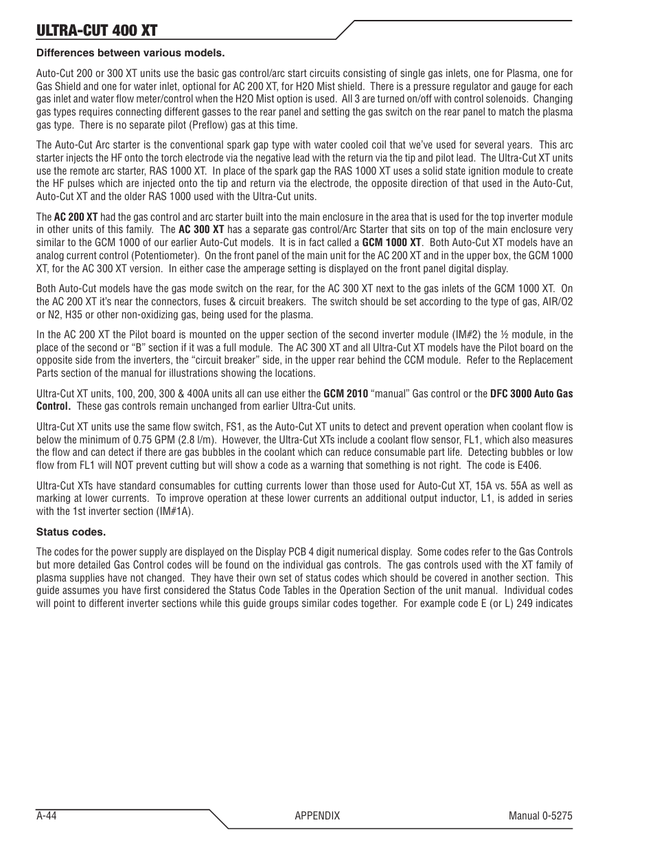 Ultra-cut 400 xt | Tweco 400 XT Ultra-Cut Plasma Cutting System User Manual | Page 152 / 188