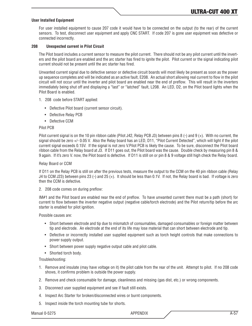 Ultra-cut 400 xt | Tweco 400 XT Ultra-Cut Plasma Cutting System User Manual | Page 165 / 188