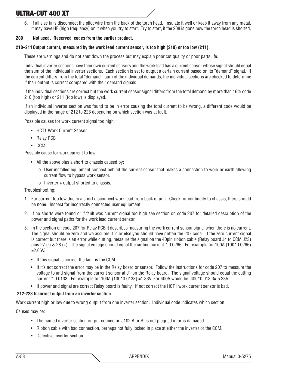 Ultra-cut 400 xt | Tweco 400 XT Ultra-Cut Plasma Cutting System User Manual | Page 166 / 188