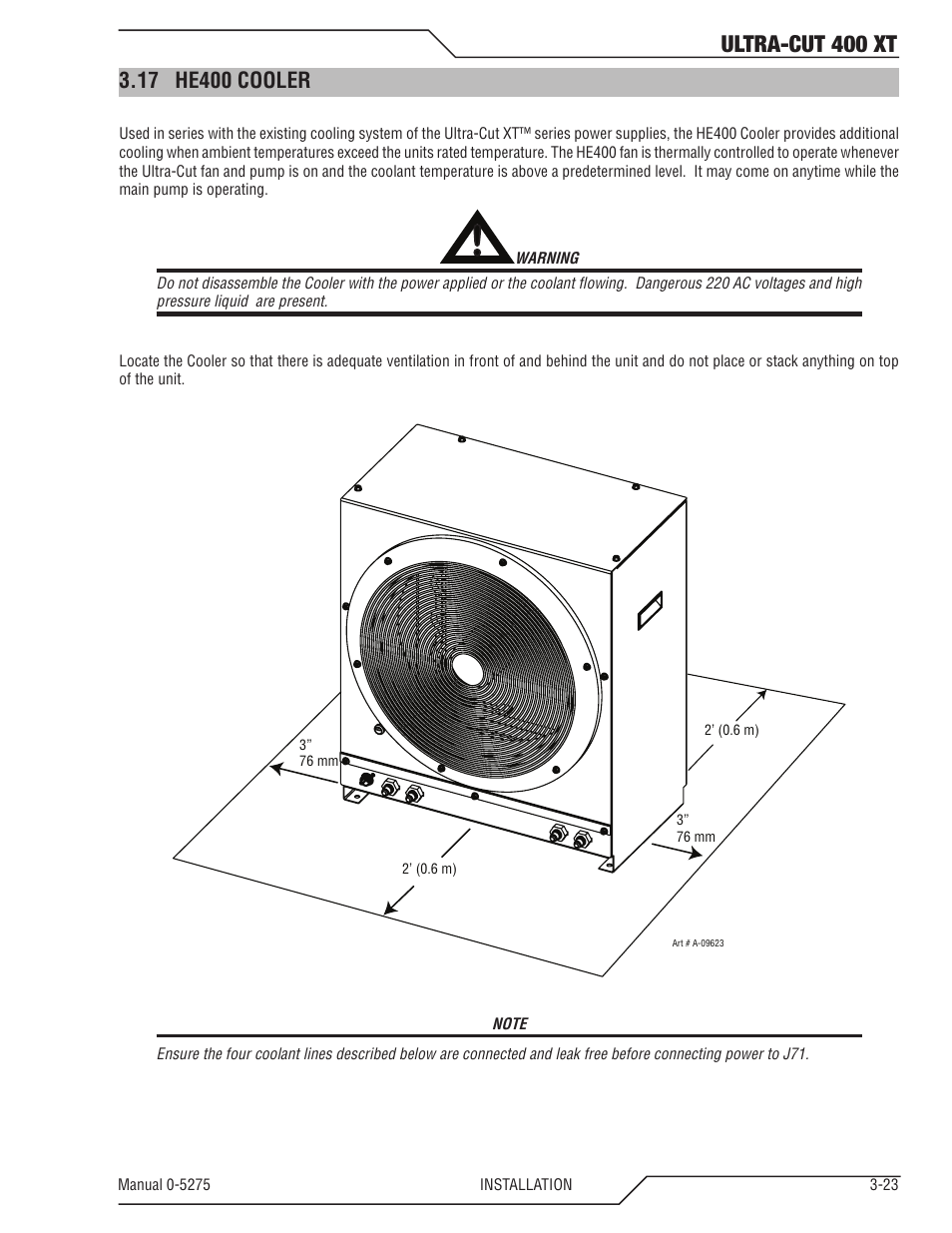 17 he400 cooler, He400 cooler -23, Ultra-cut 400 xt | Tweco 400 XT Ultra-Cut Plasma Cutting System User Manual | Page 45 / 188