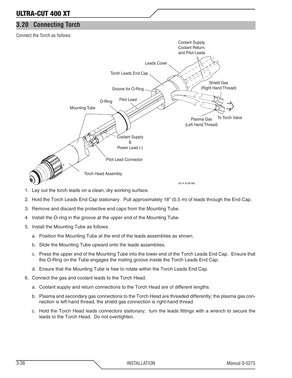 20 connecting torch, Connecting torch -36, Ultra-cut 400 xt | Tweco 400 XT Ultra-Cut Plasma Cutting System User Manual | Page 58 / 188