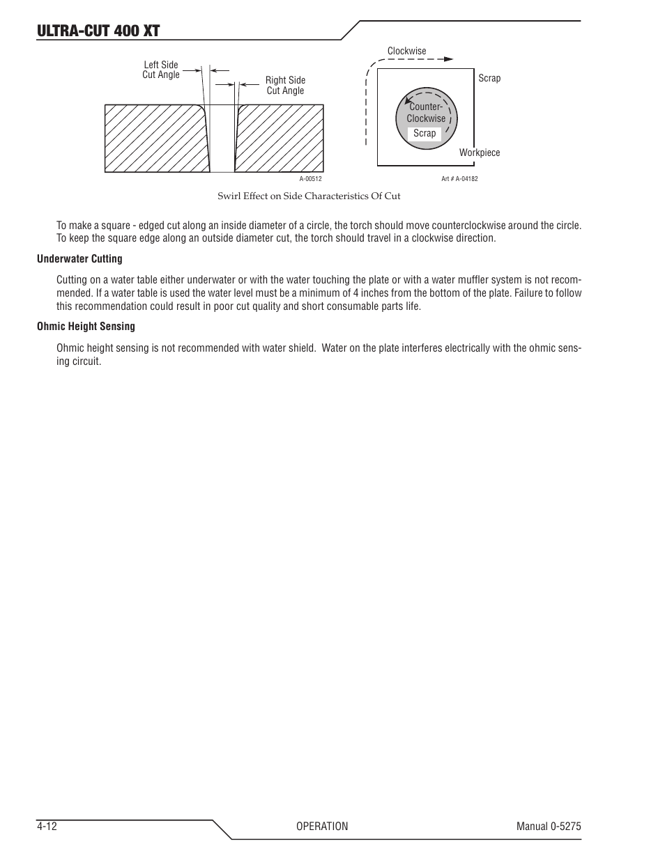 Ultra-cut 400 xt | Tweco 400 XT Ultra-Cut Plasma Cutting System User Manual | Page 76 / 188