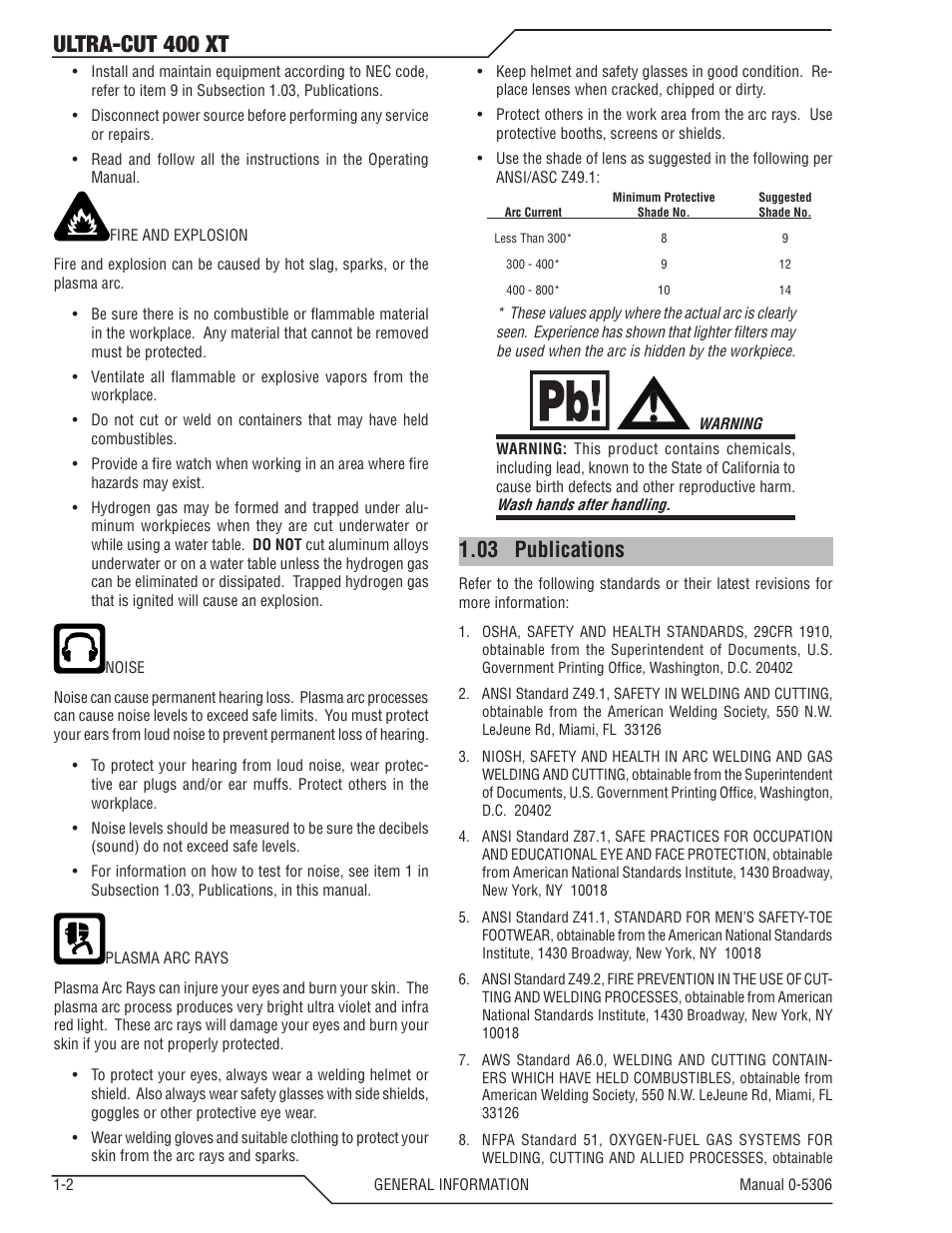 03 publications, 03 publications -2, Ultra-cut 400 xt | Tweco 400 XT Ultra-Cut Plasma Cutting System With Automated Gas Control User Manual | Page 10 / 206