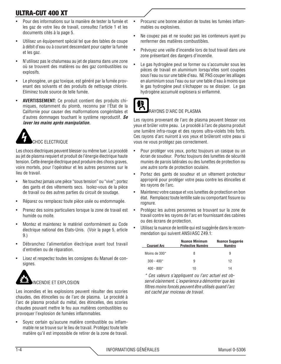 Ultra-cut 400 xt | Tweco 400 XT Ultra-Cut Plasma Cutting System With Automated Gas Control User Manual | Page 12 / 206