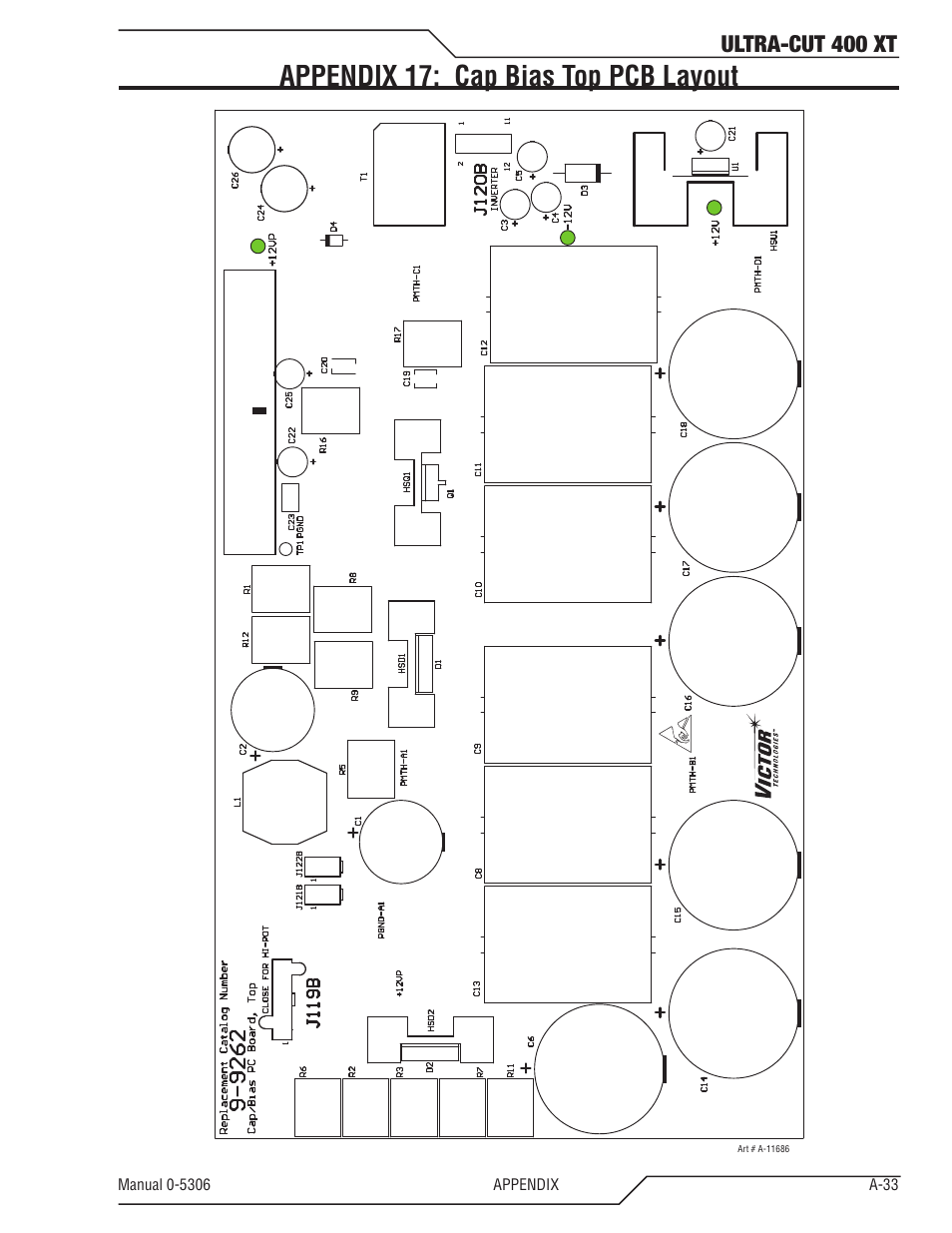 Appendix 17: cap bias top pcb layout, Ultra-cut 400 xt | Tweco 400 XT Ultra-Cut Plasma Cutting System With Automated Gas Control User Manual | Page 157 / 206