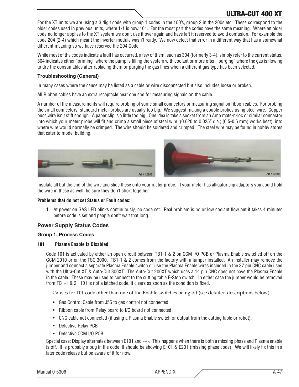 Ultra-cut 400 xt | Tweco 400 XT Ultra-Cut Plasma Cutting System With Automated Gas Control User Manual | Page 171 / 206