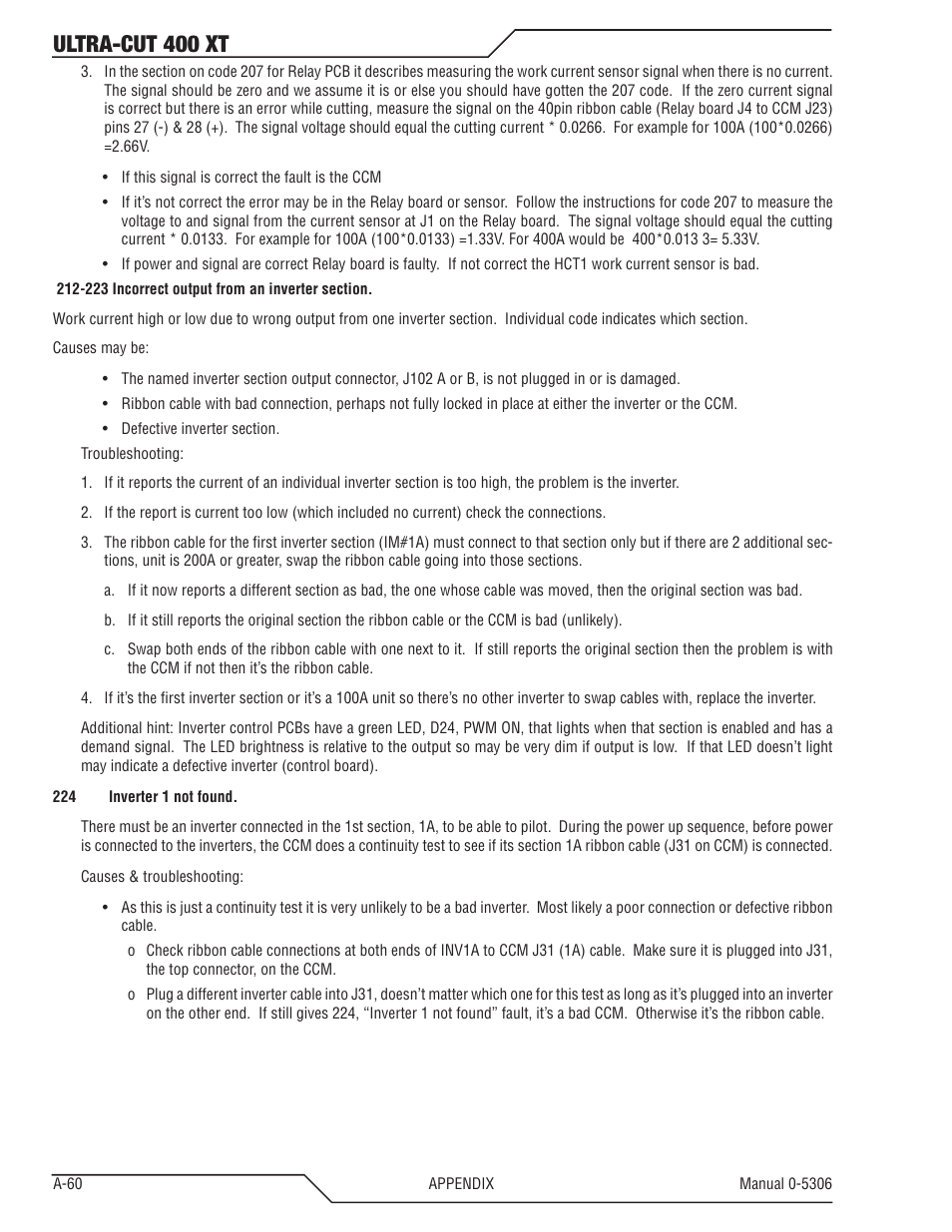 Ultra-cut 400 xt | Tweco 400 XT Ultra-Cut Plasma Cutting System With Automated Gas Control User Manual | Page 184 / 206