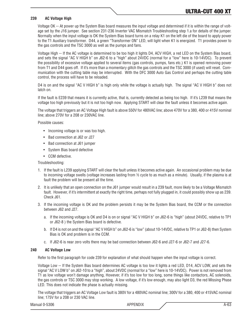 Ultra-cut 400 xt | Tweco 400 XT Ultra-Cut Plasma Cutting System With Automated Gas Control User Manual | Page 187 / 206