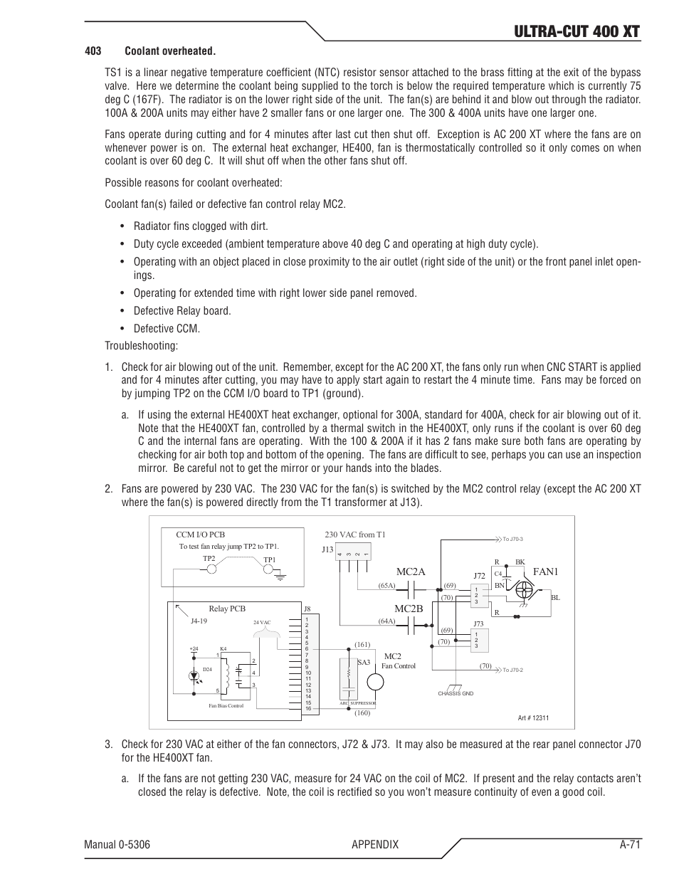 Ultra-cut 400 xt, Mc2a mc2b, Fan1 | Tweco 400 XT Ultra-Cut Plasma Cutting System With Automated Gas Control User Manual | Page 195 / 206
