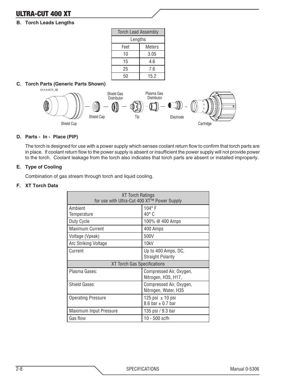 Ultra-cut 400 xt | Tweco 400 XT Ultra-Cut Plasma Cutting System With Automated Gas Control User Manual | Page 22 / 206