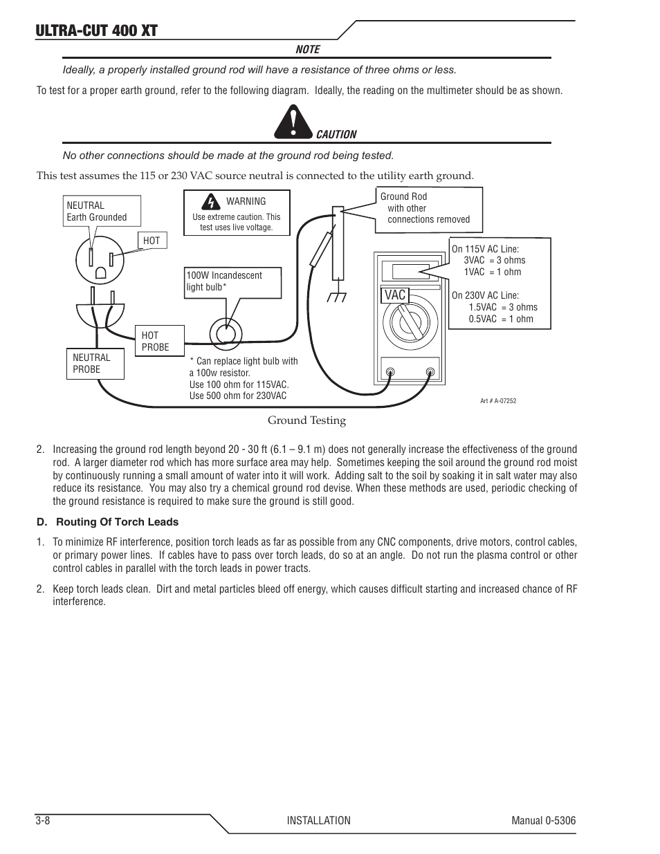 Ultra-cut 400 xt | Tweco 400 XT Ultra-Cut Plasma Cutting System With Automated Gas Control User Manual | Page 30 / 206