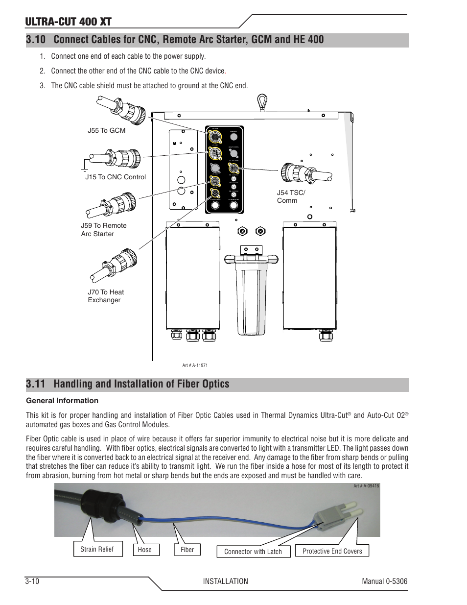 11 handling and installation of fiber optics, Handling and installation of fiber optics -10, Ultra-cut 400 xt | Tweco 400 XT Ultra-Cut Plasma Cutting System With Automated Gas Control User Manual | Page 32 / 206